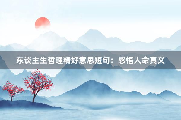 东谈主生哲理精好意思短句：感悟人命真义